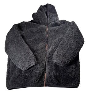 Volcom Kids‎ Black Fuzzy Fleece Hooded Jacket Size XL 12